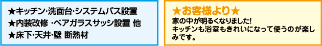 ★キッチン・洗面台・システムバス設置、内装改修・ペアガラスサッシ設置、床下・天井・壁に断熱材。